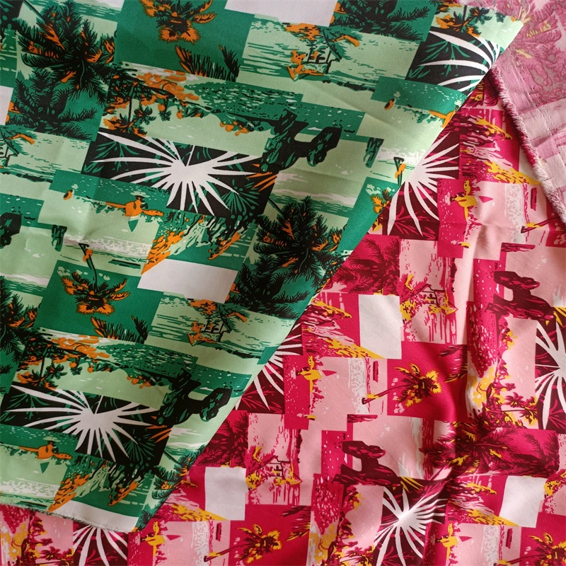 Quick-Drying Printed Poly Printing Microfiber Twill Polyester Fabric for Beach Pants